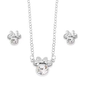 Sterling Silver Minnie Mouse Cubic Zirconia Jewelry Set